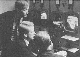From left: Lars Weck, Ture Sjolander and Bengt Modin 1967 making Monument at the Swedish Television.